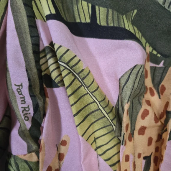 Farm Rio Banana Leaves V-Neck Mini Dress - Picture 8 of 14